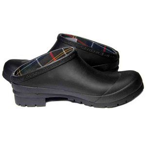 Barbour Quinn Clogs Welly Shoes Black Rubber Men's USA Size 8 or UK 7
